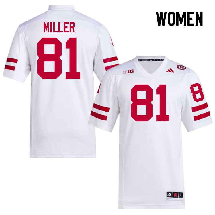 Women #81 Hayes Miller Nebraska Cornhuskers College Football Jerseys Stitched Sale-White